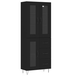 vidaXL Aparador alto madera contrachapada negro 69,5x34x180 cm