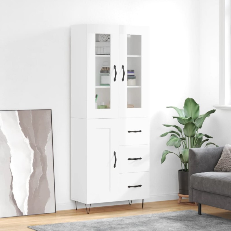vidaXL Aparador alto madera contrachapada blanco brillo 69,5x34x180 cm vidaXL Aparador alto madera contrachapada blanco brillo 69,5x34x180 cm