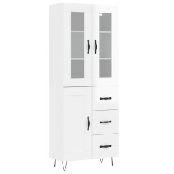 vidaXL Aparador alto madera contrachapada blanco brillo 69,5x34x180 cm