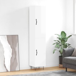 vidaXL Aparador alto madera contrachapada blanco brillo 34,5x34x180 cm