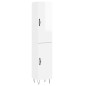 vidaXL Aparador alto madera contrachapada blanco brillo 34,5x34x180 cm