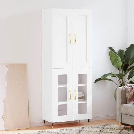 vidaXL Aparador alto madera contrachapada blanco 69,5x34x180 cm