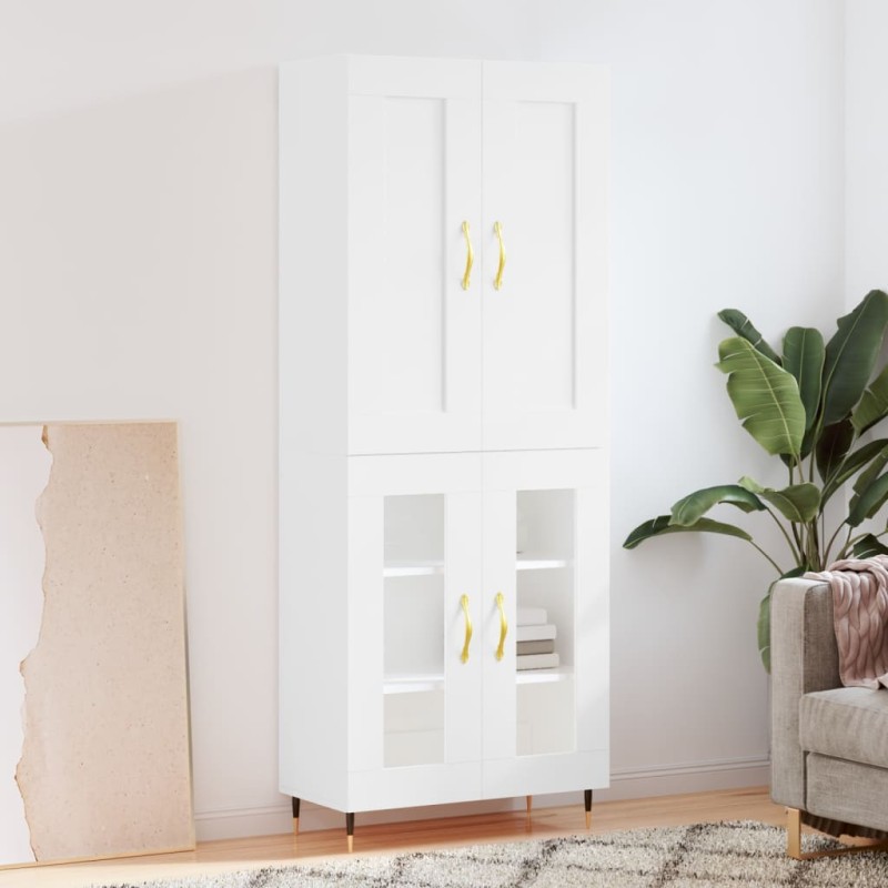 vidaXL Aparador alto madera contrachapada blanco brillo 69,5x34x180 cm vidaXL Aparador alto madera contrachapada blanco brillo 69,5x34x180 cm