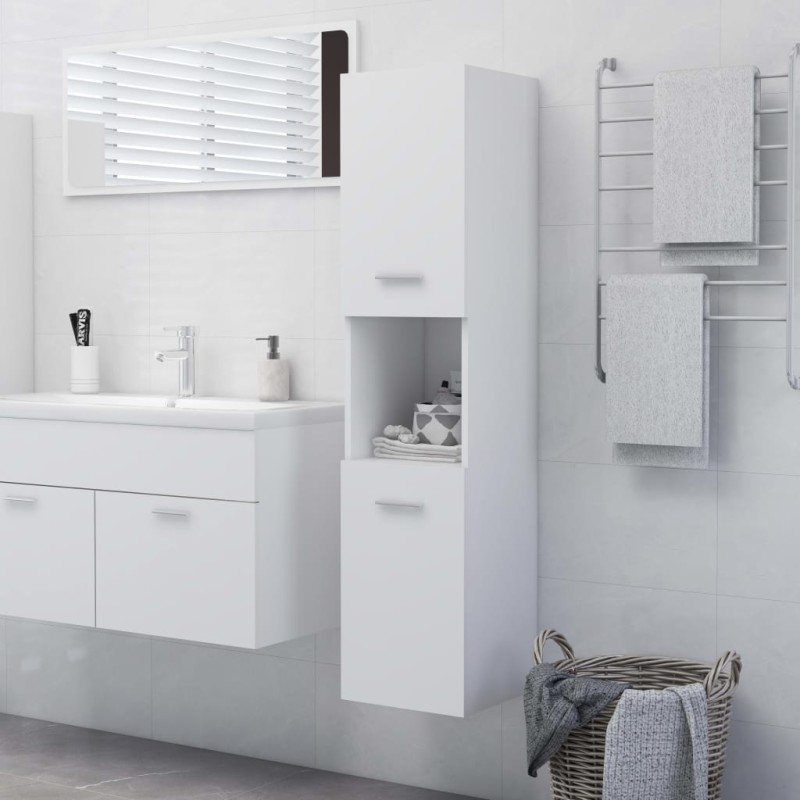 vidaXL Armario de baño madera contrachapada blanco 30x30x130 cm vidaXL Armario de baño madera contrachapada blanco 30x30x130 cm