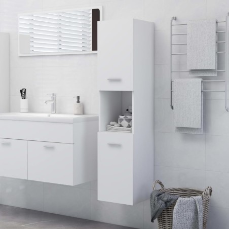 vidaXL Armario de baño madera contrachapada blanco 30x30x130 cm