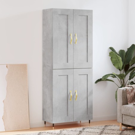 vidaXL Aparador alto madera contrachapada gris hormigón 69,5x34x180 cm