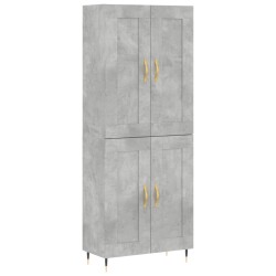 vidaXL Aparador alto madera contrachapada gris hormigón 69,5x34x180 cm