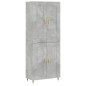 vidaXL Aparador alto madera contrachapada gris hormigón 69,5x34x180 cm vidaXL Aparador alto madera contrachapada gris hormigón 69,5x34x180 cm