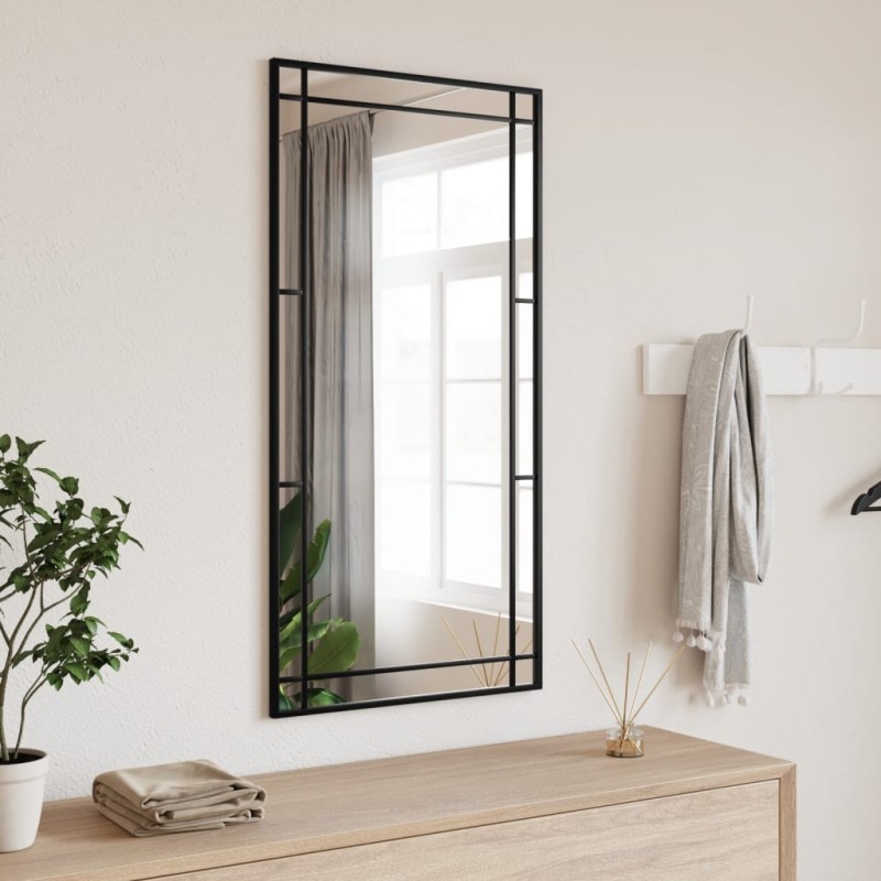 vidaXL Espejo de pared rectangular de hierro negro 50x100 cm vidaXL Espejo de pared rectangular de hierro negro 50x100 cm