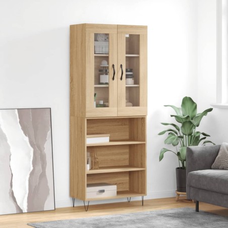 vidaXL Aparador alto madera contrachapada color roble 69,5x34x180 cm