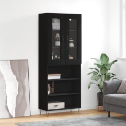 vidaXL Aparador alto madera contrachapada negro 69,5x34x180 cm