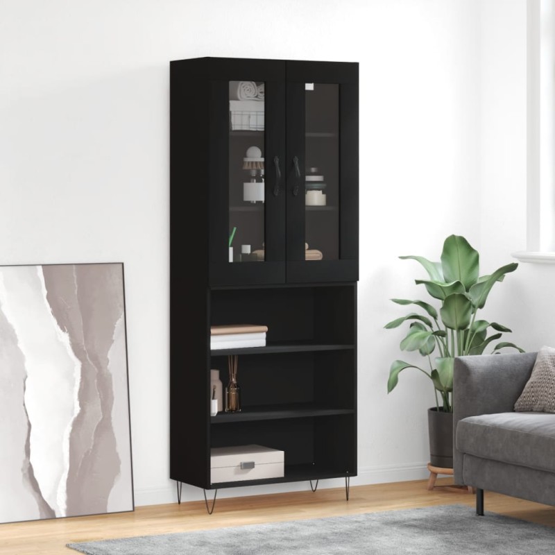 vidaXL Aparador alto madera contrachapada negro 69,5x34x180 cm vidaXL Aparador alto madera contrachapada negro 69,5x34x180 cm