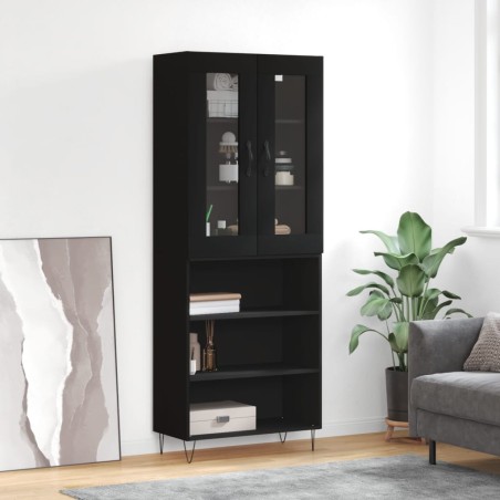 vidaXL Aparador alto madera contrachapada negro 69,5x34x180 cm