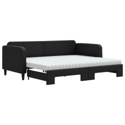 vidaXL Sofá cama nido con colchón tela negro 90x200 cm
