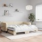 vidaXL Sofá cama nido con colchón tela crema 100x200 cm vidaXL Sofá cama nido con colchón tela crema 100x200 cm