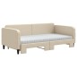 vidaXL Sofá cama nido con colchón tela crema 100x200 cm vidaXL Sofá cama nido con colchón tela crema 100x200 cm