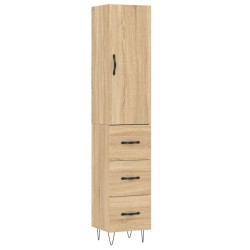 vidaXL Aparador de madera contrachapada roble Sonoma 34,5x34x180 cm