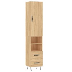 vidaXL Aparador de madera contrachapada roble Sonoma 34,5x34x180 cm