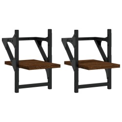 vidaXL Estantes de pared con barras 2 uds marrón roble 20x25x30 cm
