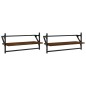 vidaXL Estantes de pared con barras 2 uds marrón roble 65x25x30 cm vidaXL Estantes de pared con barras 2 uds marrón roble 65x25x30 cm