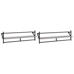 vidaXL Estantes de pared con barras 2 uds gris Sonoma 100x25x30 cm