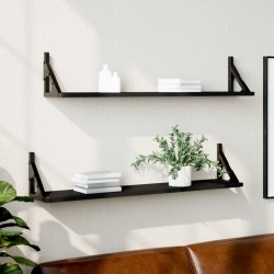 vidaXL Estantes de pared 2 uds madera ingeniería negro 80x15x15,5 cm