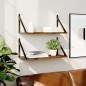 vidaXL Estante pared 2uds madera ingeniería roble ahumado 60x25x25,5cm vidaXL Estante pared 2uds madera ingeniería roble ahumado 60x25x25,5cm