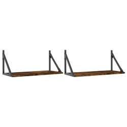 vidaXL Estante pared 2uds madera ingeniería roble ahumado 60x25x25,5cm
