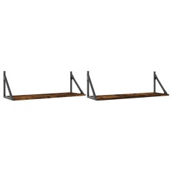 vidaXL Estante pared 2uds madera ingeniería roble ahumado 80x25x25,5cm