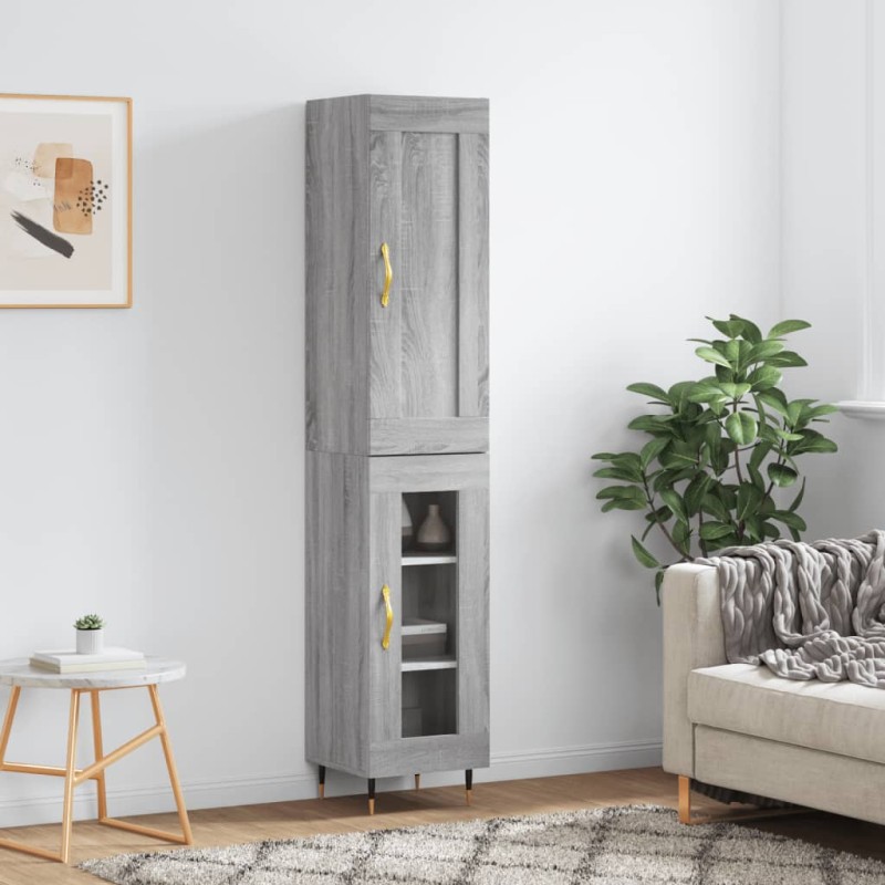 vidaXL Aparador alto madera contrachapada gris Sonoma 34,5x34x180 cm vidaXL Aparador alto madera contrachapada gris Sonoma 34,5x34x180 cm