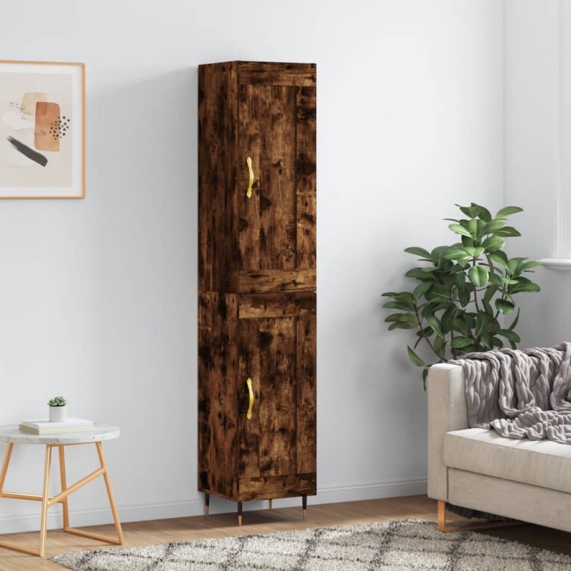 vidaXL Aparador de madera contrachapada roble ahumado 34,5x34x180 cm vidaXL Aparador de madera contrachapada roble ahumado 34,5x34x180 cm