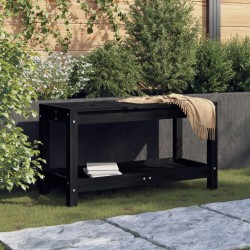 vidaXL Banco de jardín de madera maciza de pino negro 82,5x35x45 cm