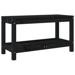 vidaXL Banco de jardín de madera maciza de pino negro 82,5x35x45 cm