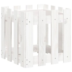 vidaXL Jardinera diseño de valla madera maciza pino blanca 40x40x40 cm