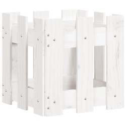 vidaXL Jardinera diseño de valla madera maciza pino blanca 30x30x30 cm