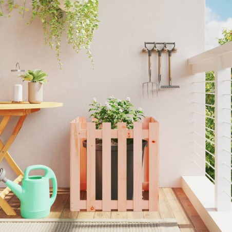 vidaXL Jardinera con diseño de valla madera maciza Douglas 60x60x60 cm