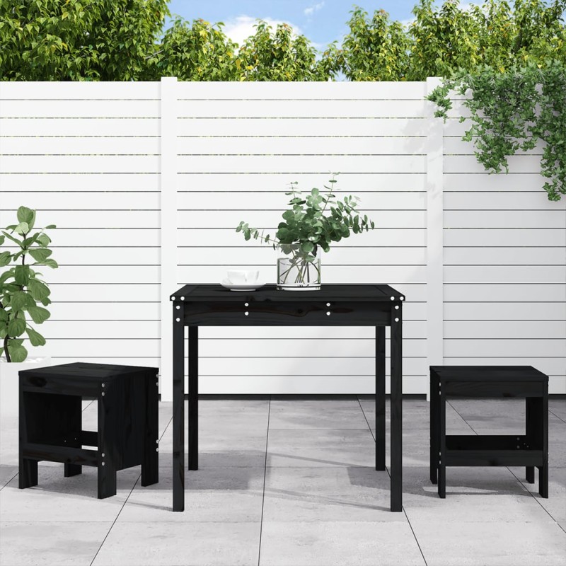 vidaXL Mesa y sillas de jardín 3 piezas madera maciza de pino negro vidaXL Mesa y sillas de jardín 3 piezas madera maciza de pino negro