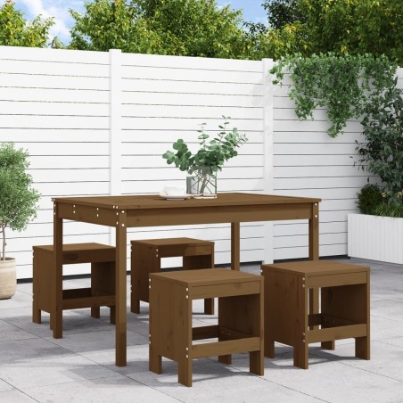 vidaXL Set de comedor de jardín 5 pzas madera maciza pino marrón miel