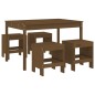 vidaXL Set de comedor de jardín 5 pzas madera maciza pino marrón miel vidaXL Set de comedor de jardín 5 pzas madera maciza pino marrón miel