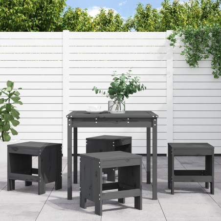 vidaXL Juego de comedor de jardín 5 piezas madera maciza pino gris