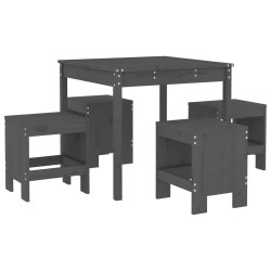 vidaXL Juego de comedor de jardín 5 piezas madera maciza pino gris