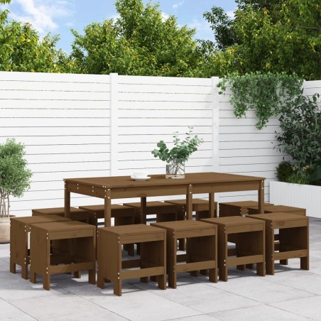 vidaXL Set de comedor de jardín 13 pzas madera maciza pino marrón miel