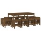 vidaXL Set de comedor de jardín 13 pzas madera maciza pino marrón miel vidaXL Set de comedor de jardín 13 pzas madera maciza pino marrón miel