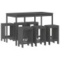 vidaXL Set de mesa y taburetes altos jardín 7 piezas madera pino gris