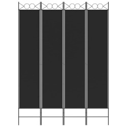  vidaXL Biombo divisor de 4 paneles de tela negro 160x220 cm