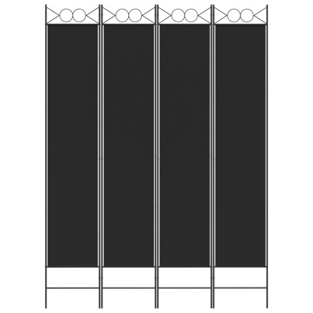  vidaXL Biombo divisor de 4 paneles de tela negro 160x220 cm