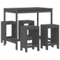 vidaXL Set de mesa y taburetes altos jardín 5 piezas madera pino gris vidaXL Set de mesa y taburetes altos jardín 5 piezas madera pino gris