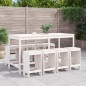 vidaXL Mesa y taburetes altos jardín 9 pzas madera maciza pino blanco