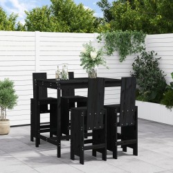 vidaXL Set de mesa y taburetes altos jardín 5 piezas madera pino negro