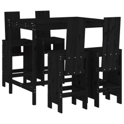 vidaXL Set de mesa y taburetes altos jardín 5 piezas madera pino negro